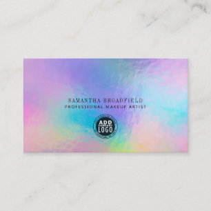 Holographic Script Modern Brand Logo Iridescent Business Card