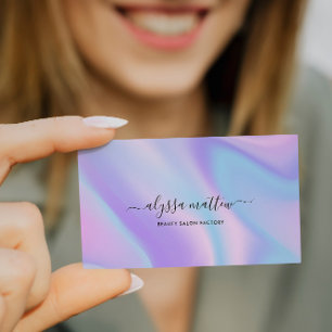 Holographic Script Name Personalised Modern  Business Card