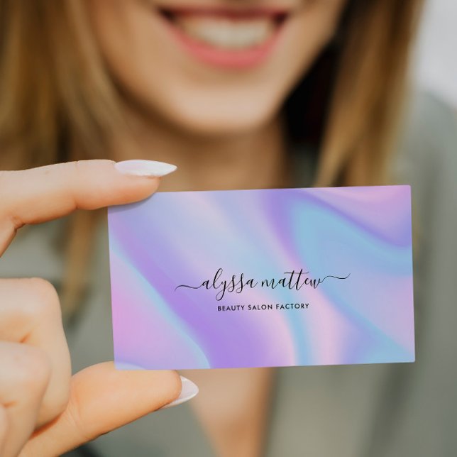 Holographic Script Name Personalised Modern  Business Card (Creator Uploaded)