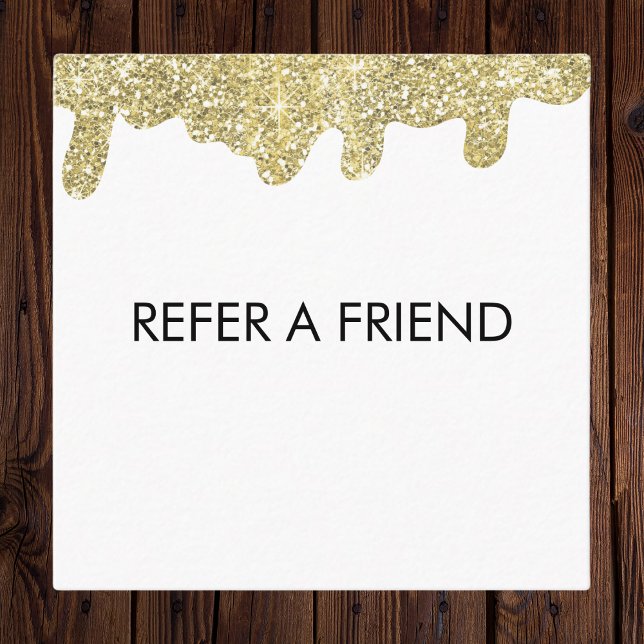 Holographic Signature Modern Glam Gold Glitter Referral Card (Holographic Signature Modern Glam Gold Glitter Rack Card
)