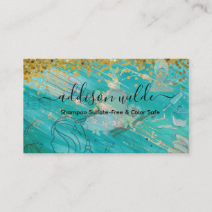 Holographic Signature Script Modern Glam Glitter Business Card