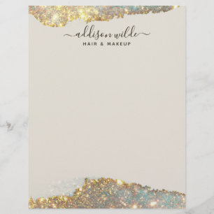 Holographic Signature Script Modern Glam Glitter Custom Letterhead