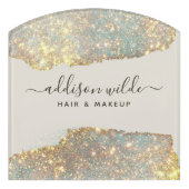 Holographic Signature Script Modern Glam Glitter Door Sign (Contour Front)
