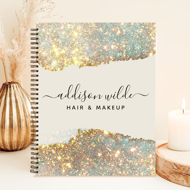 Holographic Signature Script Modern Glam Glitter Notebook (Creator Uploaded)