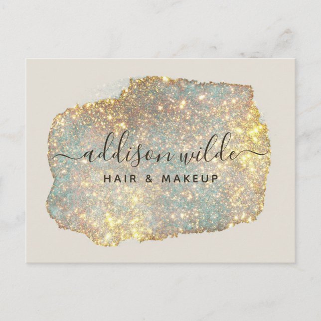 Holographic Signature Script Modern Glam Glitter  Postcard (Front)