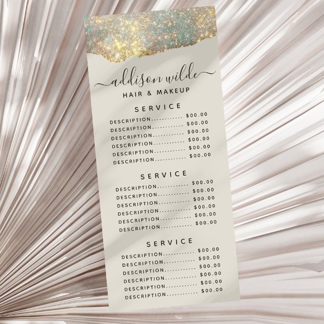 Holographic Signature Script Modern Glam Glitter Rack Card (Creator Uploaded)