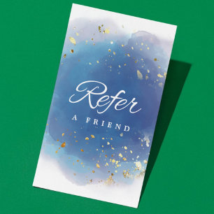 Holographic Signature Script Modern Glam Glitter Referral Card