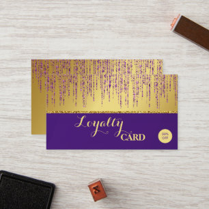 Holographic Signature Script Modern Gold Glitter Loyalty Card