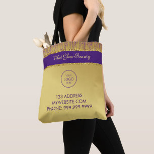 Holographic Signature Script Modern Gold Glitter Tote Bag