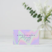 Holographic Signature Script QR Code Social Media  Business Card (Standing Front)