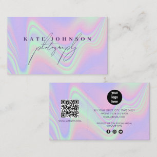 Holographic Signature Script QR Code Social Media Business Card
