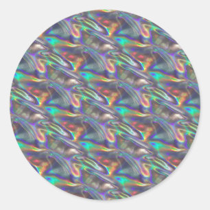 holographic silver classic round sticker