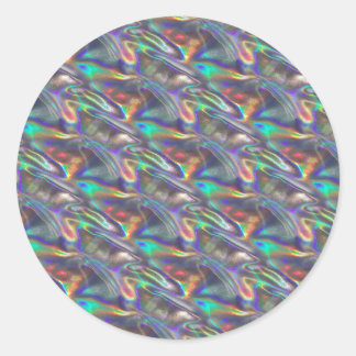 holographic silver classic round sticker