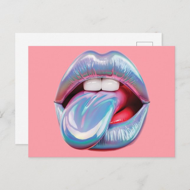 Holographic silver mouth postcard (Front/Back)