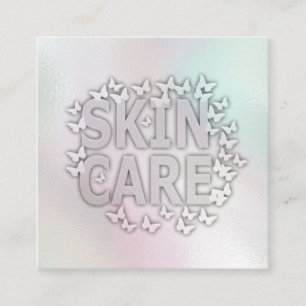 Holographic skin care butterfly dispersion logo square business card