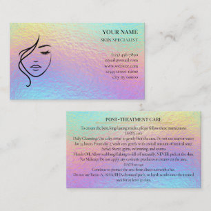 Holographic Skincare & Beauty After Care Card