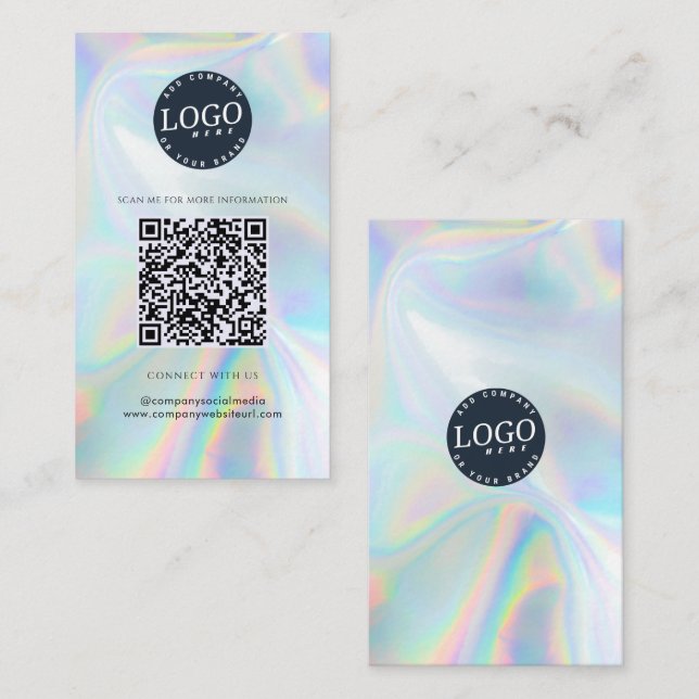 Holographic Social Media QR Code Website Business Card (Front/Back)