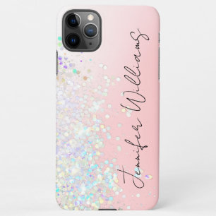 Holographic Sparkle Glitter Blush Pink Girly iPhone 11Pro Max Case
