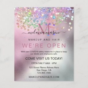 Holographic Sparkle Glitter Elegant Makeup Artist Flyer
