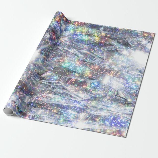 Holographic Sparkle Glitter Wrapping Paper (Unrolled)