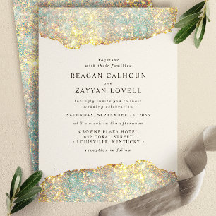 Holographic Sparkle Modern Glam Glitter Wedding Invitation