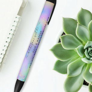 Holographic Sparkle Opal Iridescent Business Black Ink Pen