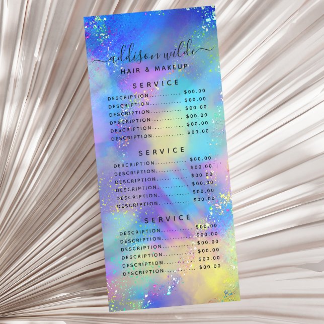 Holographic Sparkle Opal Iridescent Service Price Rack Card (Creator Uploaded)