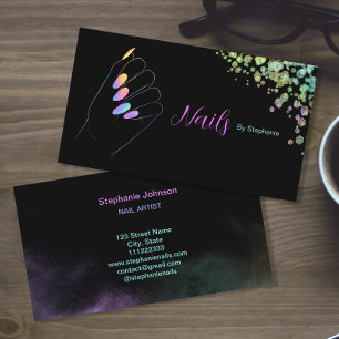 Holographic Sparkling Glitter Nail Art Manicure  Business Card