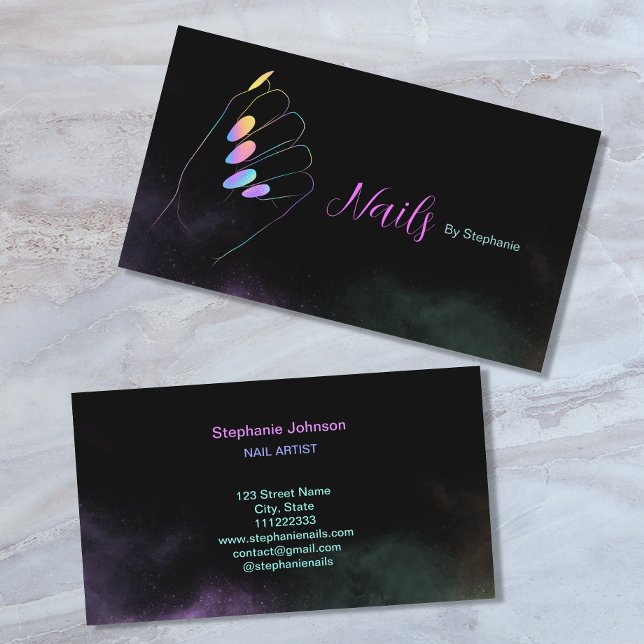 Holographic Sparkling Glitter Nail Art Manicure  Business Card (Creator Uploaded)