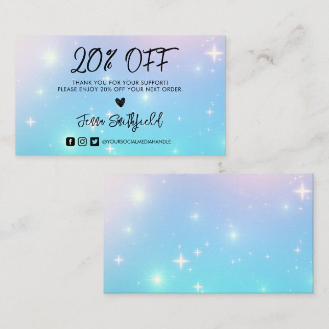 Holographic Stars Trendy  Thank You Business Card (Front/Back)