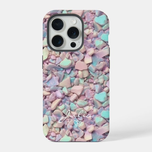 Holographic Stones Pattern Personalized iPhone Case (Back)