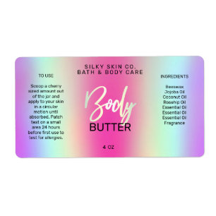 Holographic Styled Neon Coloured Body Butter Label