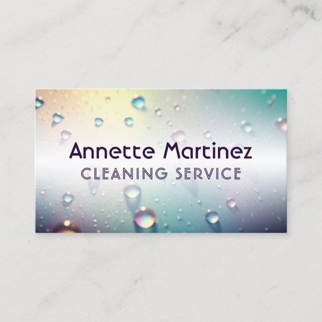 Holographic surface and water drops business card (Front)