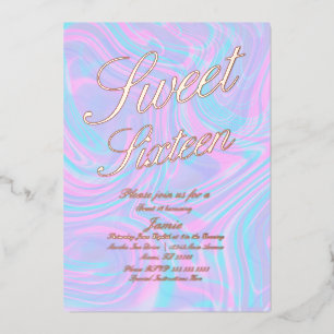 Holographic Sweet Sixteen Colourful Gold Pressed  