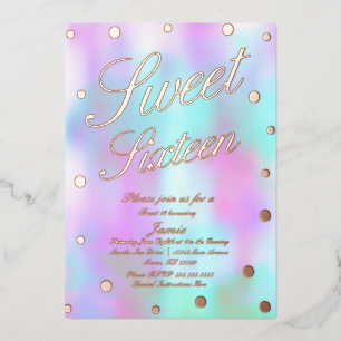 Holographic Sweet Sixteen Dots  Gold Pressed