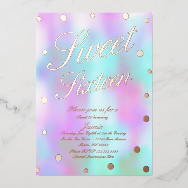 Holographic Sweet Sixteen Dots  Gold Pressed   (Front)