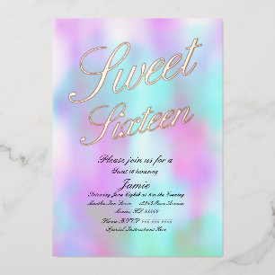 Holographic Sweet Sixteen Gold Pressed  