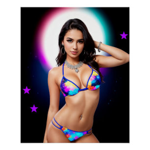 Holographic Swimsuit Model Poster