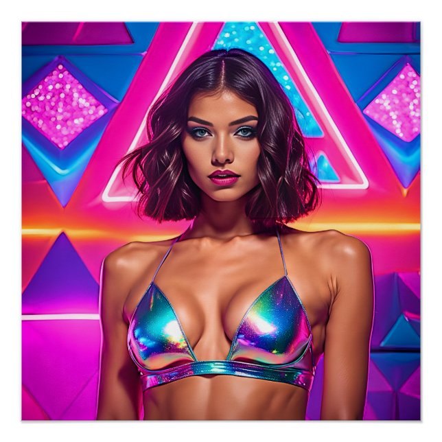 Holographic Swimsuit Model Poster (Front)