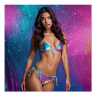 Holographic Swimsuit Model Poster