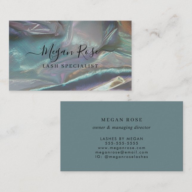 Holographic Teal Business Card (Front/Back)