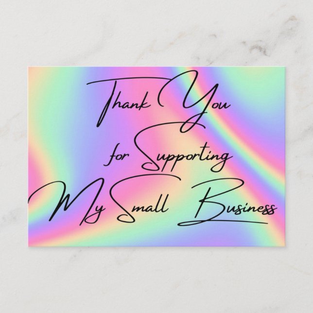Holographic Thank you Business Flat Note Card (Front)