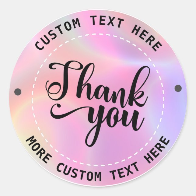 Holographic Thank You Business Wedding Birthday Classic Round Sticker (Front)