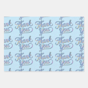 Holographic Thank You Script Wrapping Paper
