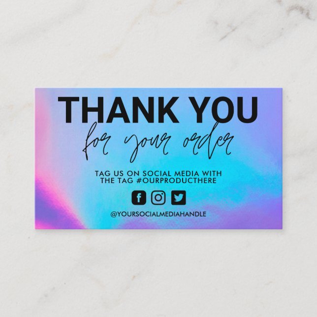 Holographic Thank You Small Business Business Card (Front)