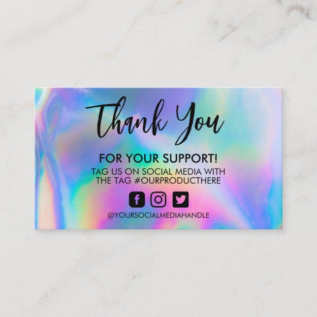 Holographic Thank You Trendy Salon Business Card (Front)