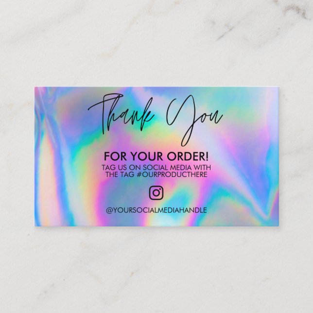 Holographic Thank You Trendy Salon Business Card (Front)