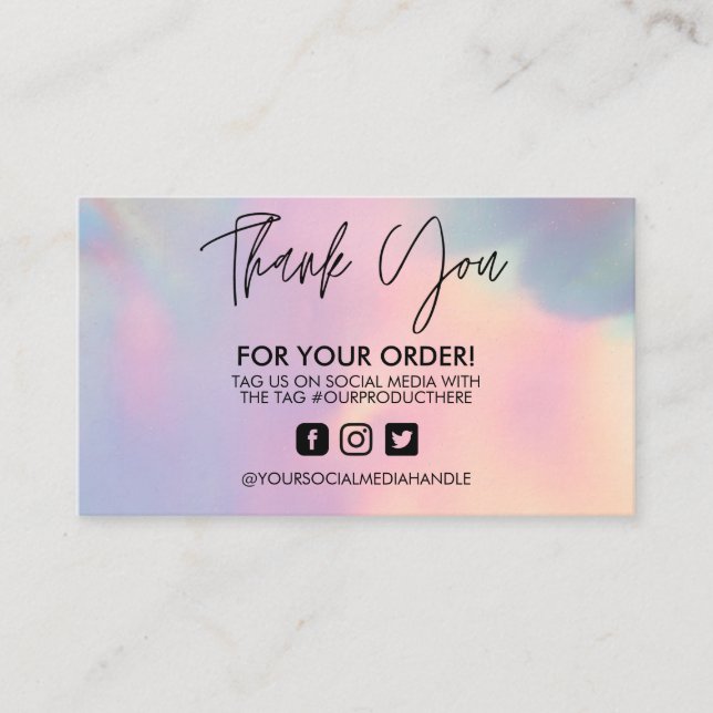 Holographic Thank You Trendy Salon Business Card (Front)