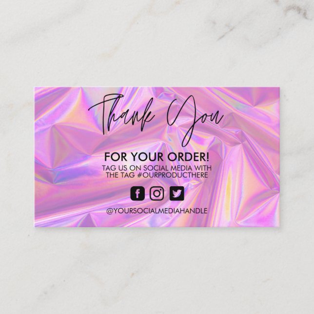 Holographic Thank You Trendy Salon Business Card (Front)