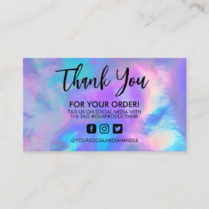Holographic Thank You Trendy Salon Business Card